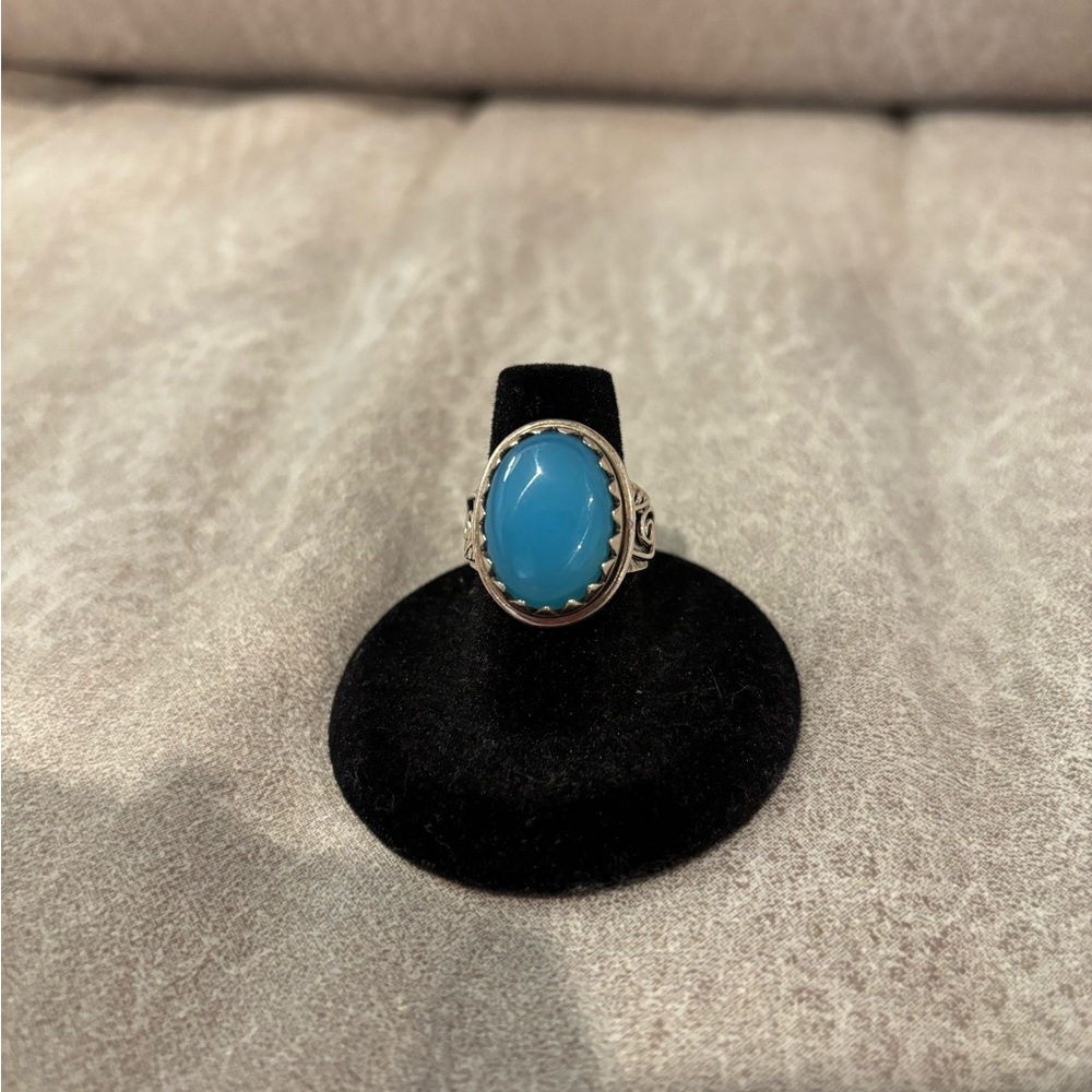 Elegant Blue Stone Sterling Silver Ring